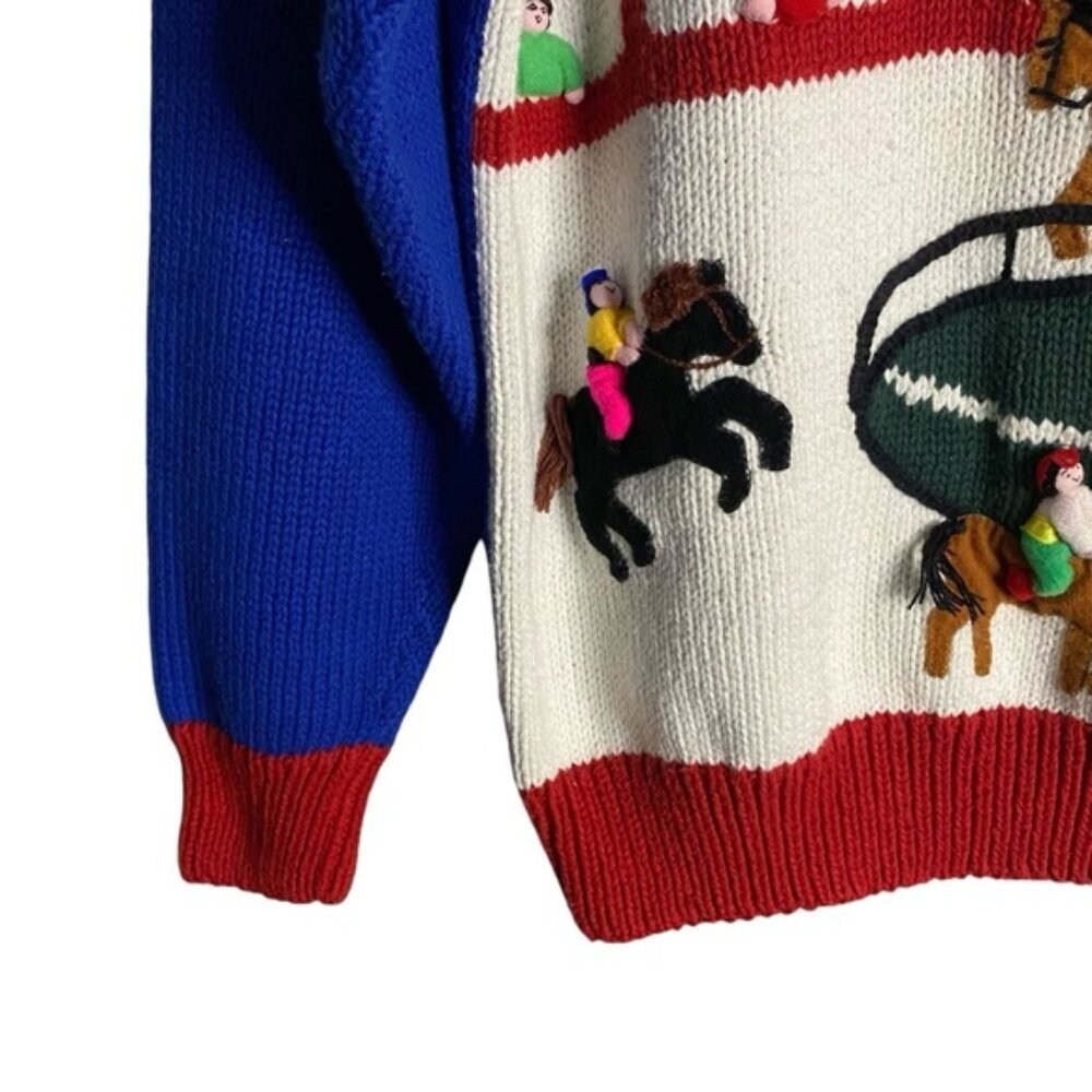 Vintage Handmade 100% Cotton Crewneck 3D Derby Knit Sweater - Picture 5 of 8